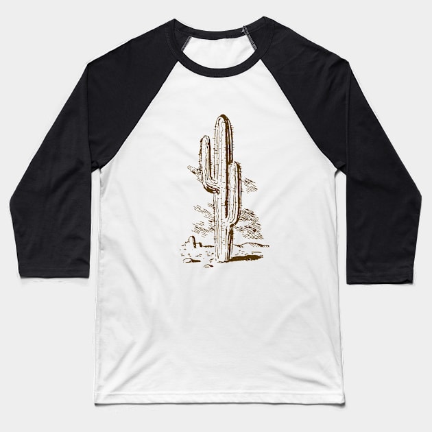 Desert Cactus Baseball T-Shirt by KitschPieDesigns